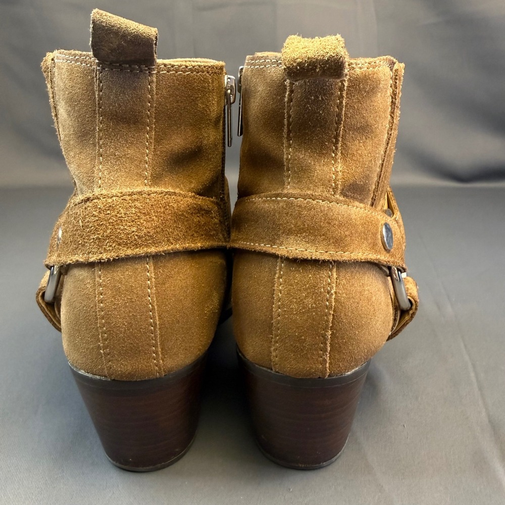 Marc Fisher LTD Halie Tan Suede Harness Western Ankle Boots BOHO Womens 9M - Picture 4 of 16